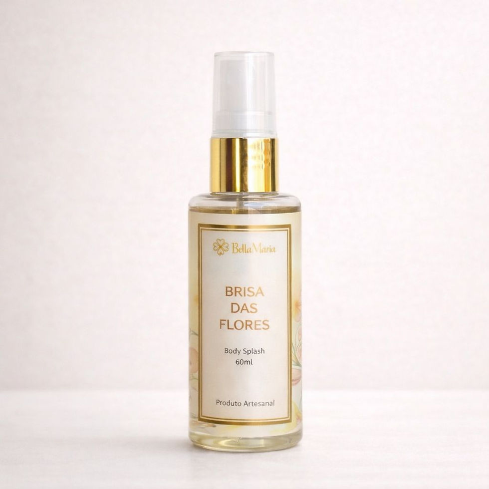 Body splash Brisa das Flores Mini Bella Maria fragrância floral fresca com bergamota, maçã, rosas, jasmim, sândalo e musk