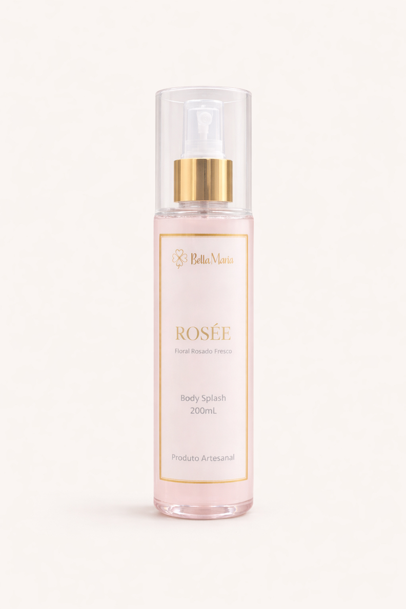 Body splash Rosée 200ml Bella Maria fragrância floral frutada com rosas delicadas, frutas leves e nuances aquáticas