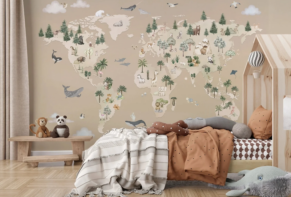 Kids Map, Cartoon, Dinosaur, Fantasy & Hot Air Balloon Wallpaper Ideas for Kids Rooms For US Homes