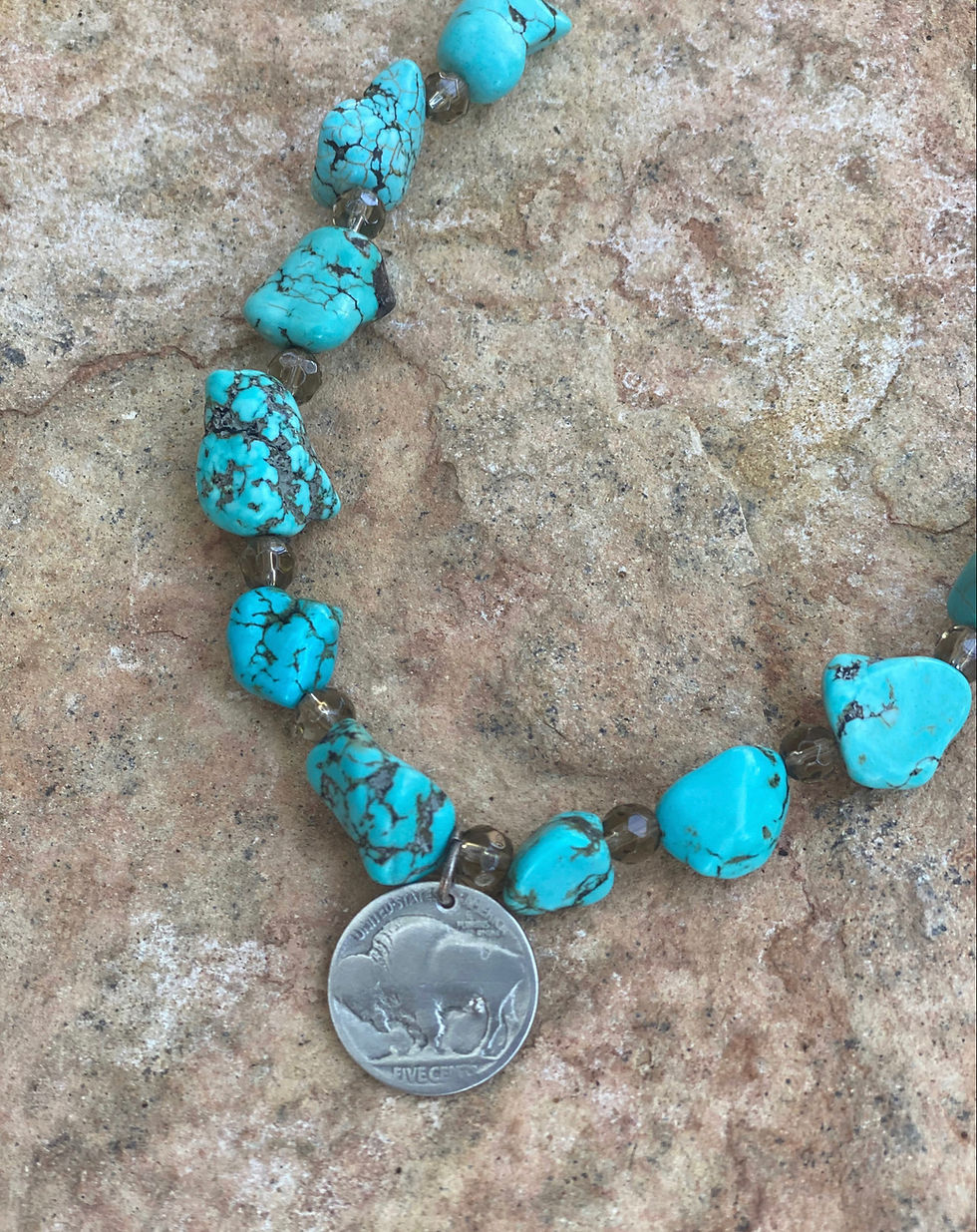 Buffalo Nickle & Turquoise Necklace