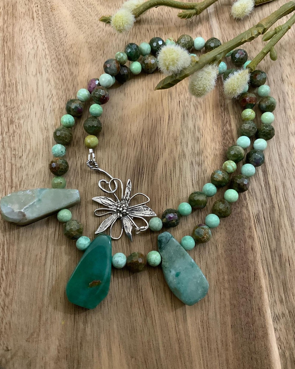 Green Amazonite Drop Necklace