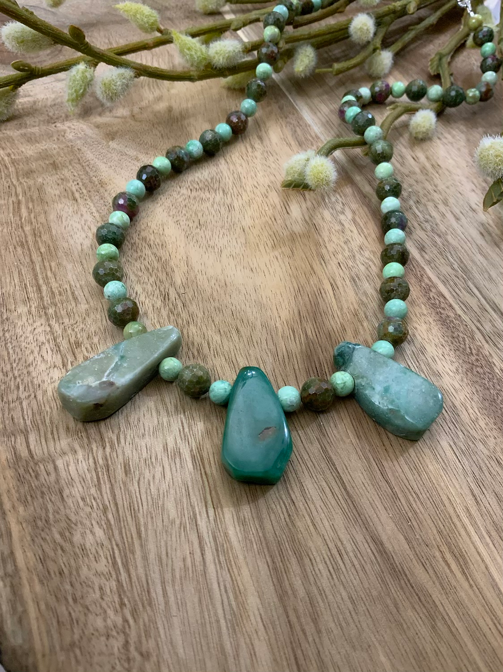 Thumbnail: Green Amazonite Drop Necklace