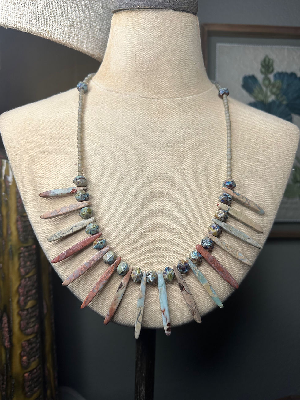Aqua Terra Cotta Jasper Spike Necklace