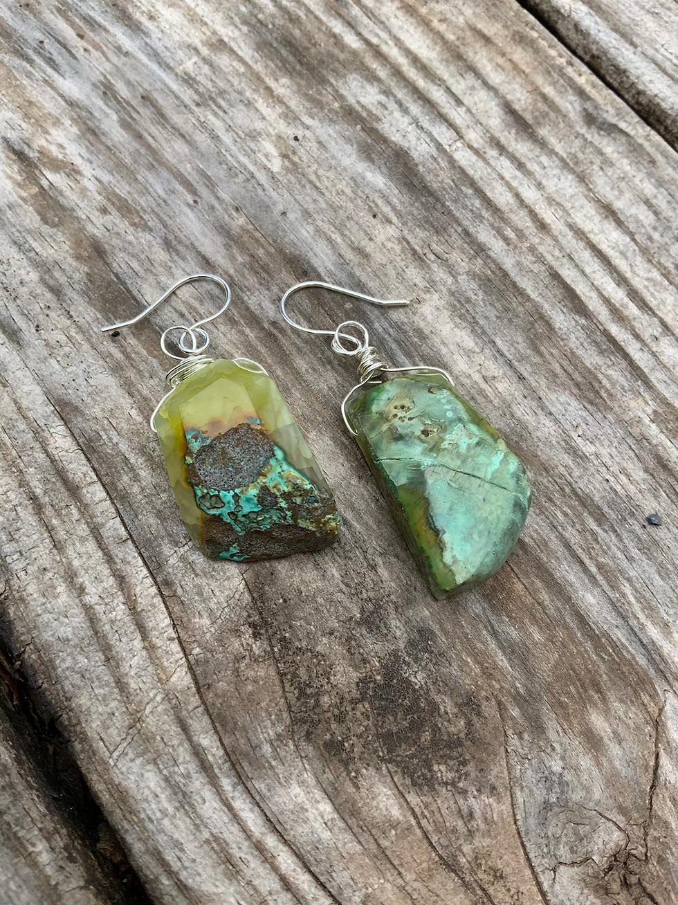 Thumbnail: Green and Turquoise Agate Earrings 