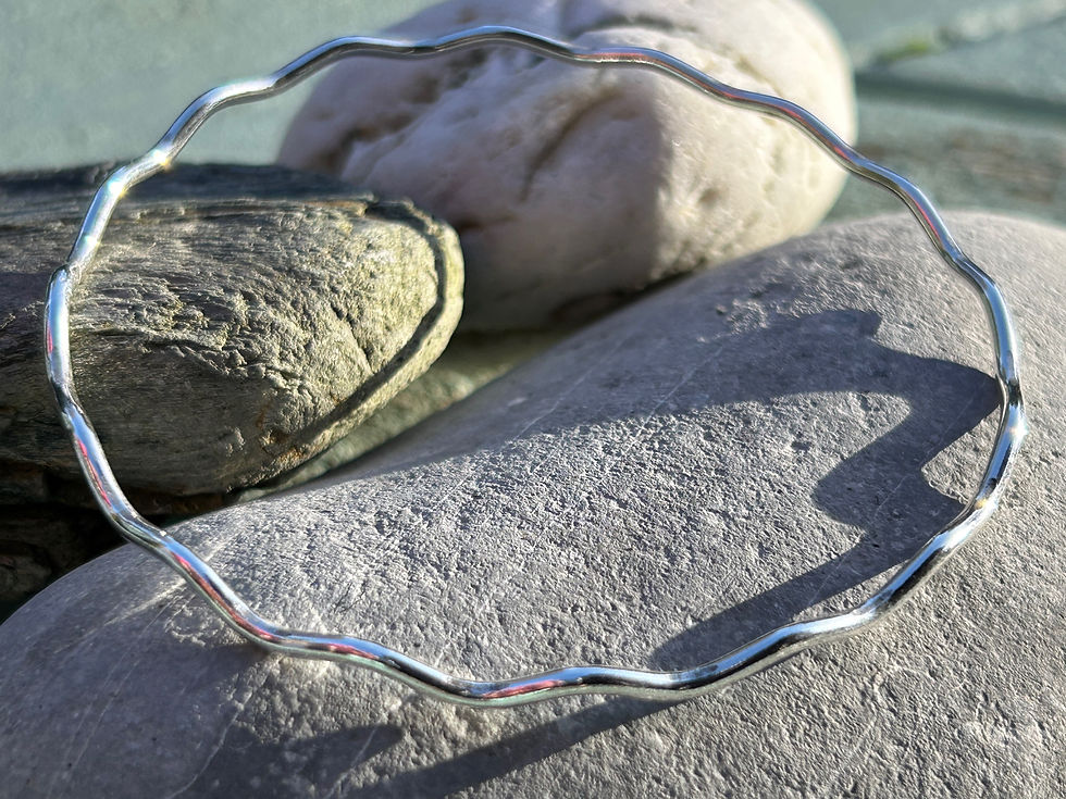 Thumbnail: Studland bay ripple wave silver bangle