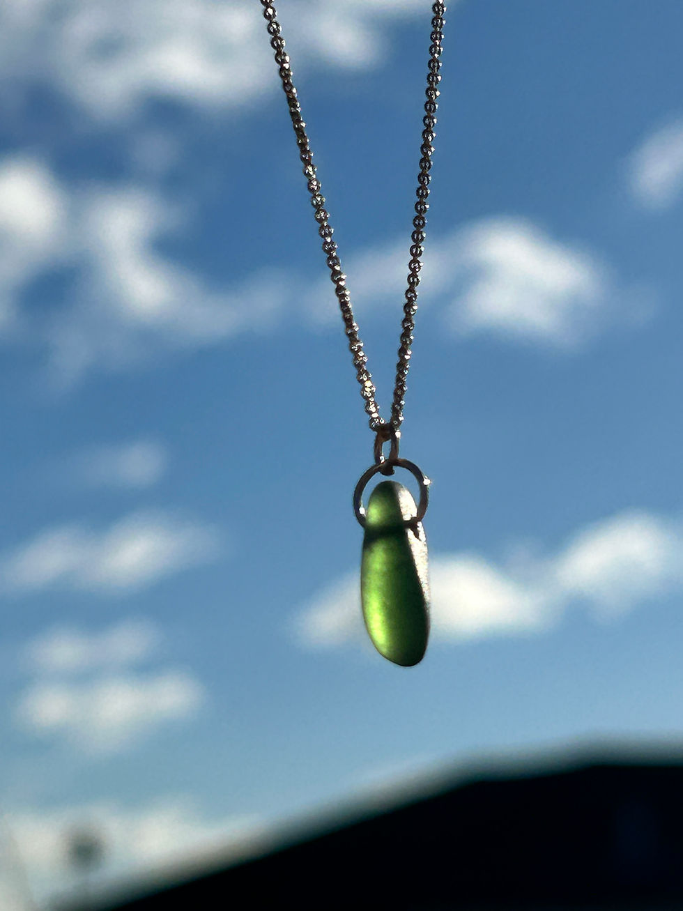 Thumbnail: Green Seaglass  14ct gold filled pendant necklace 