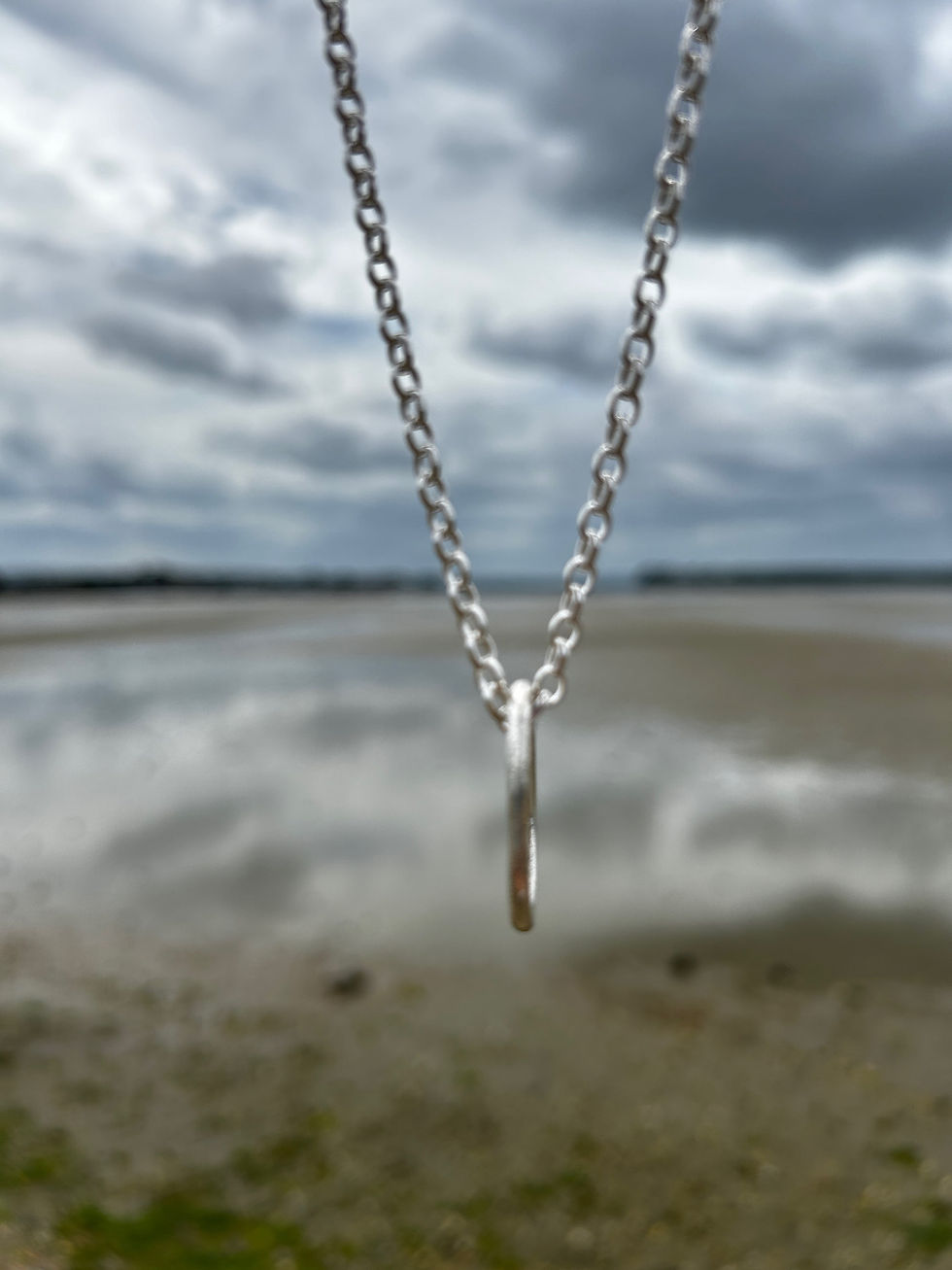 Thumbnail: Mermaid sea shape silver necklace made to order 