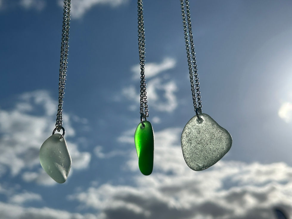 Thumbnail: Statement seaglass silver  necklace pendant