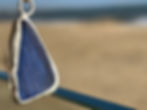 Rare blue seaglass necklace sustainable jewellery 100% recycled silver