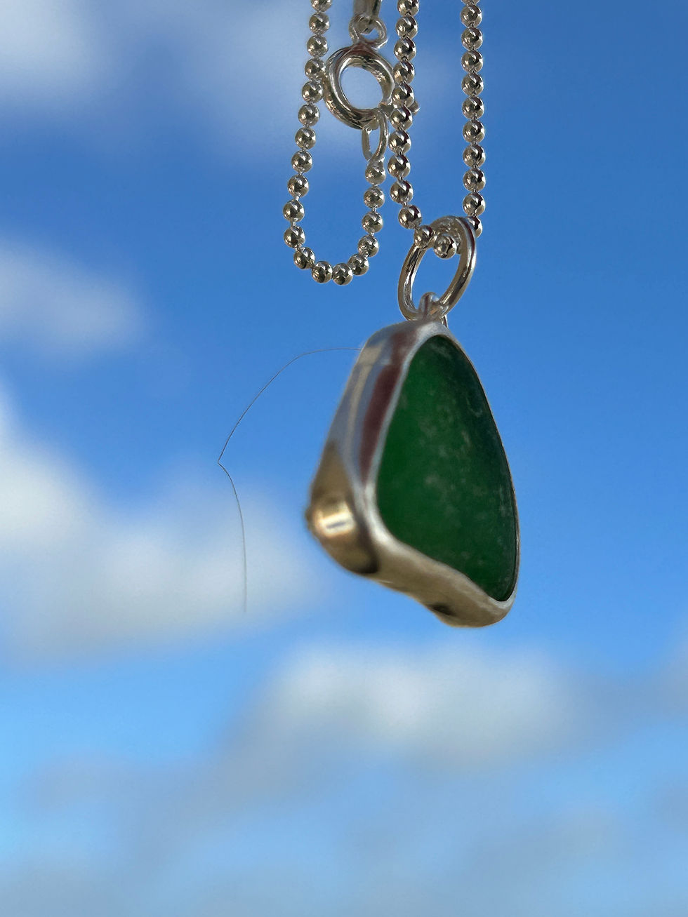 Green sea glass necklace