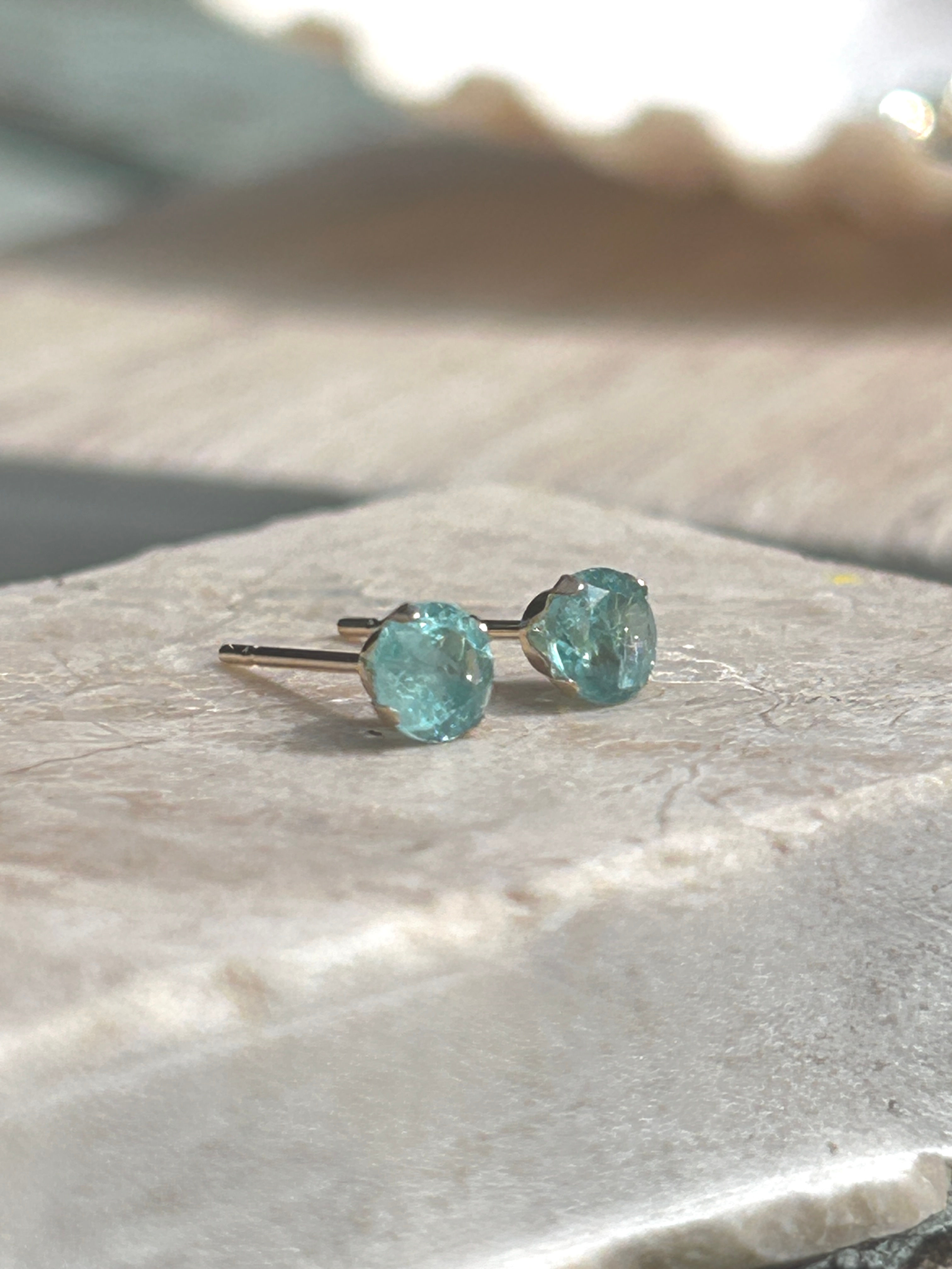 Apatite gemstone 14ct gold earrings