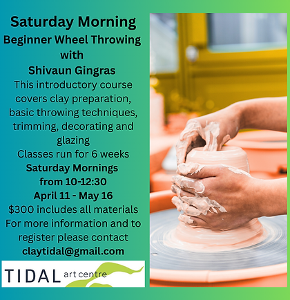 SaturdayMorning Beginner Wheel Throwing with Shivaun Gingras This introductory course cove
