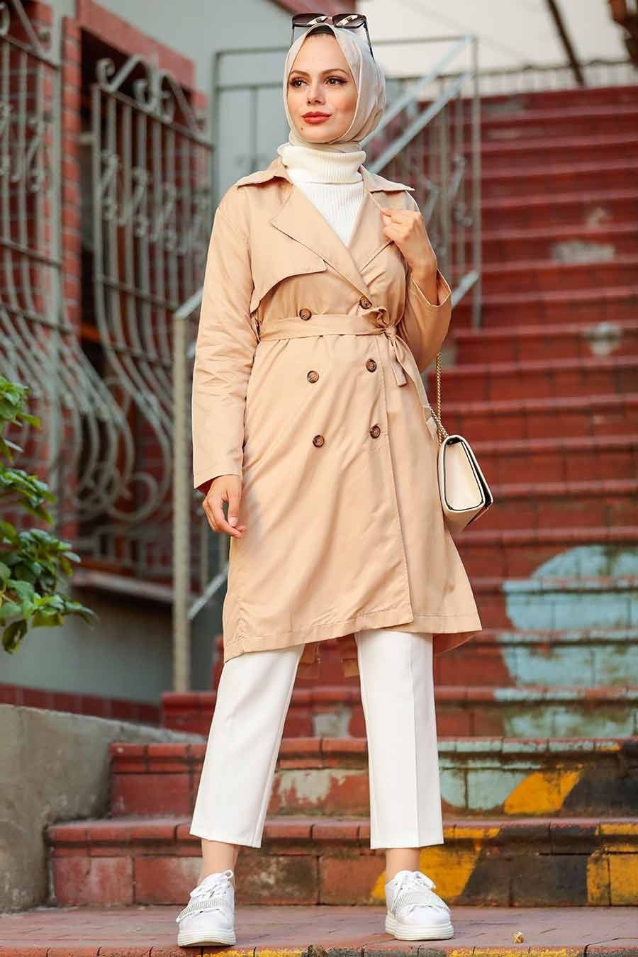 Thumbnail: Women's brown trench coat with buttons