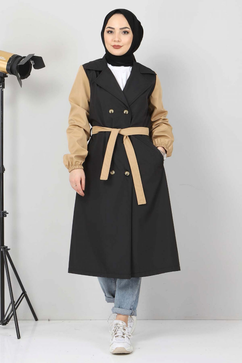 Thumbnail: Women's black brown trench coat