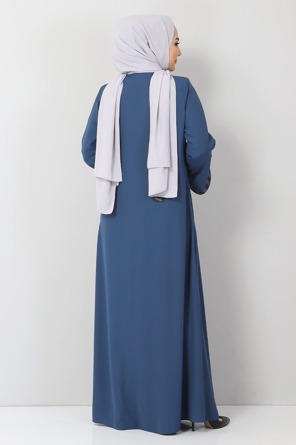 Thumbnail: Blue Detailed Abaya With Lobes Large Size For Women