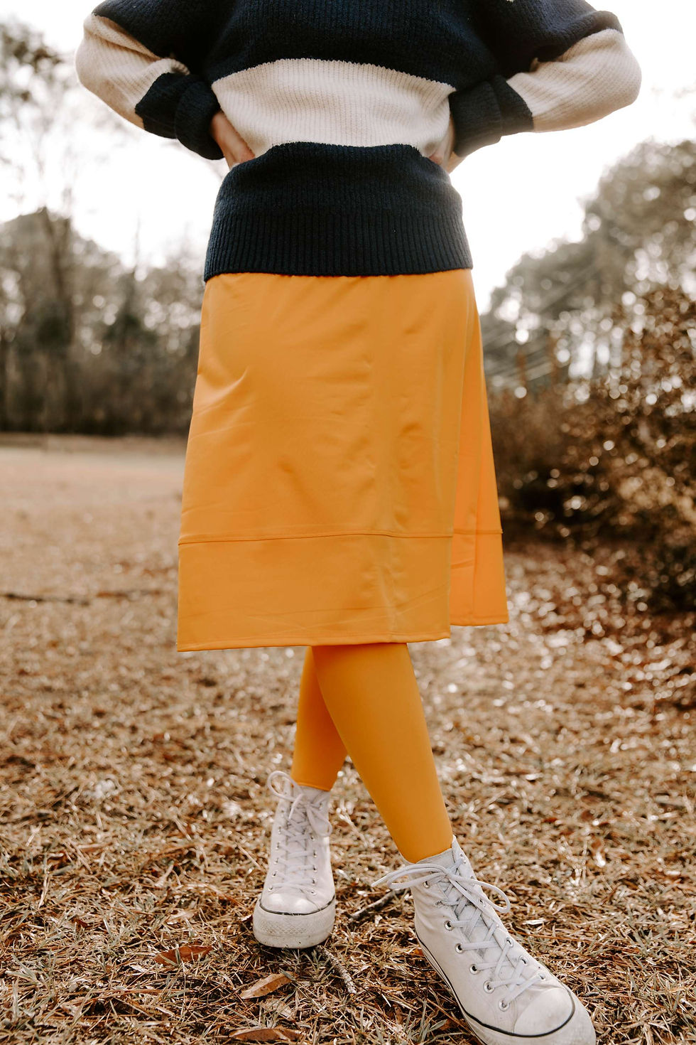 Thumbnail: Aline  skirt with long leggings and combo hem