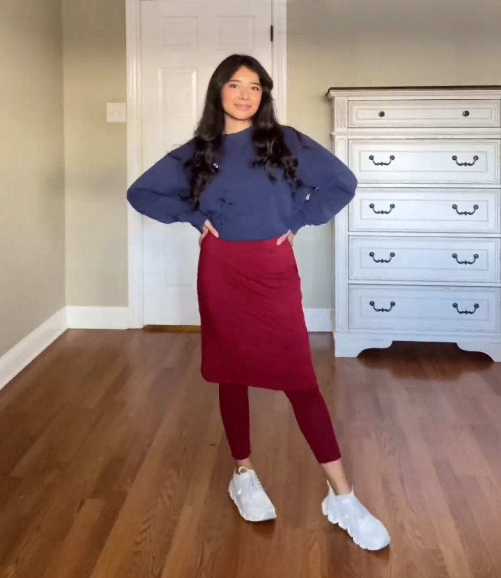 20" athletic tshirt material pencil skirt with long leggings attached