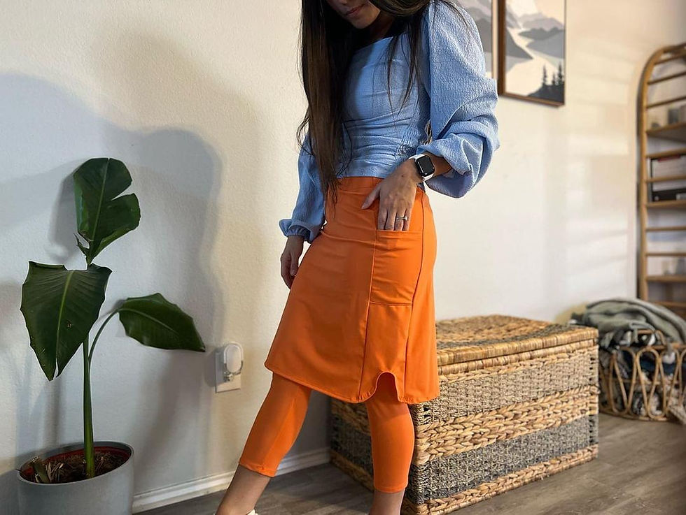 Thumbnail: 21-22   Pencil athletic Swim skirt with  side pockets and capri leggings