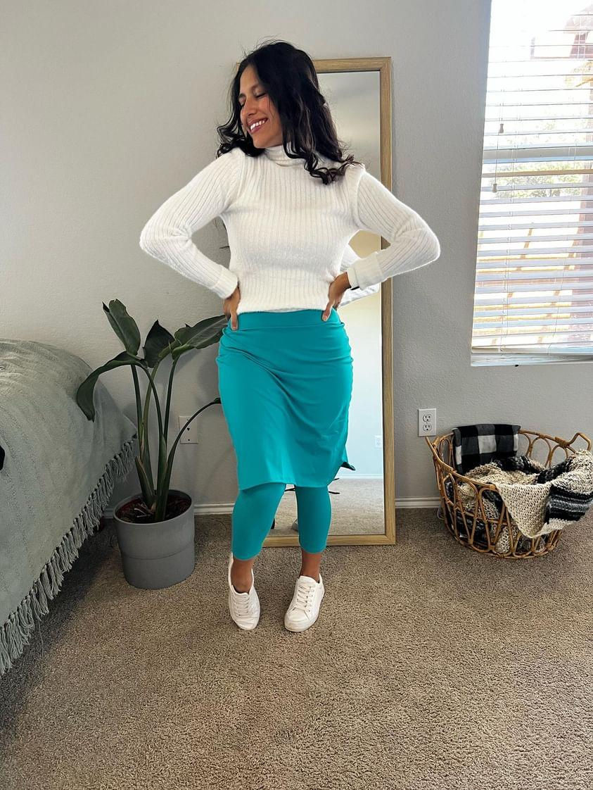 Thumbnail: 21-22" Activewear  material pencil skirt with capri leggings 