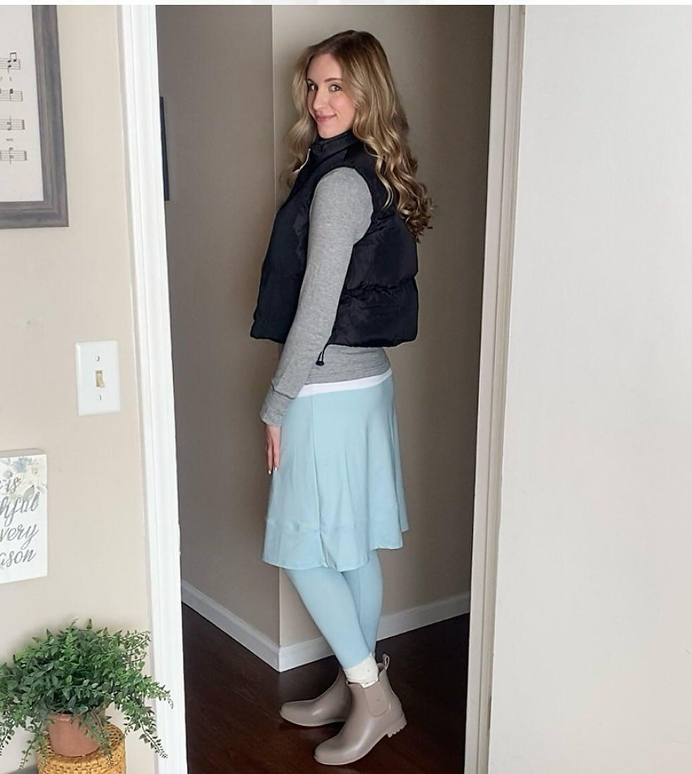 Thumbnail: Aline  skirt with long leggings and combo hem