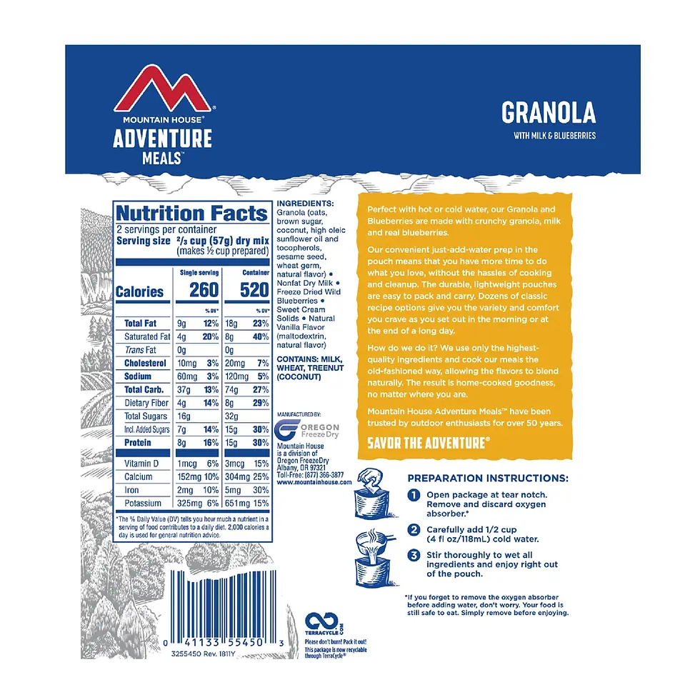 Thumbnail: Granola with Milk and Blueberries - Pouch