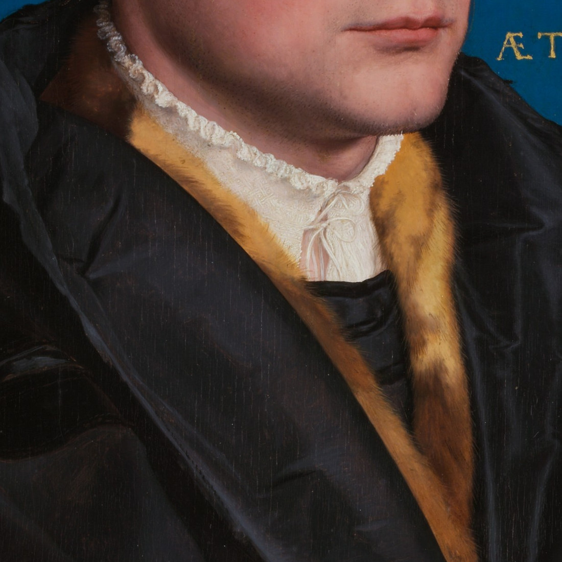 Hans Holbein the Younger portrait of Hermann von Wedigh III 1532 showing vivid blue-green background