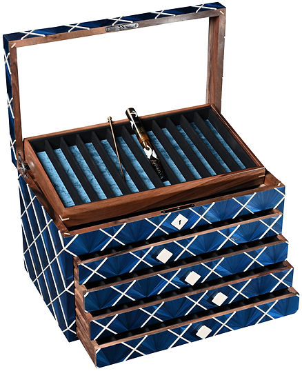 Marqueterie de paille - Coffret stylos plume - Paris - Artisanat d'art - Made in France