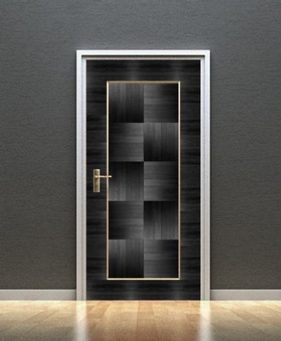 Marqueterie de paille - Porte damier noir - Artisanat d'art - Made in France 