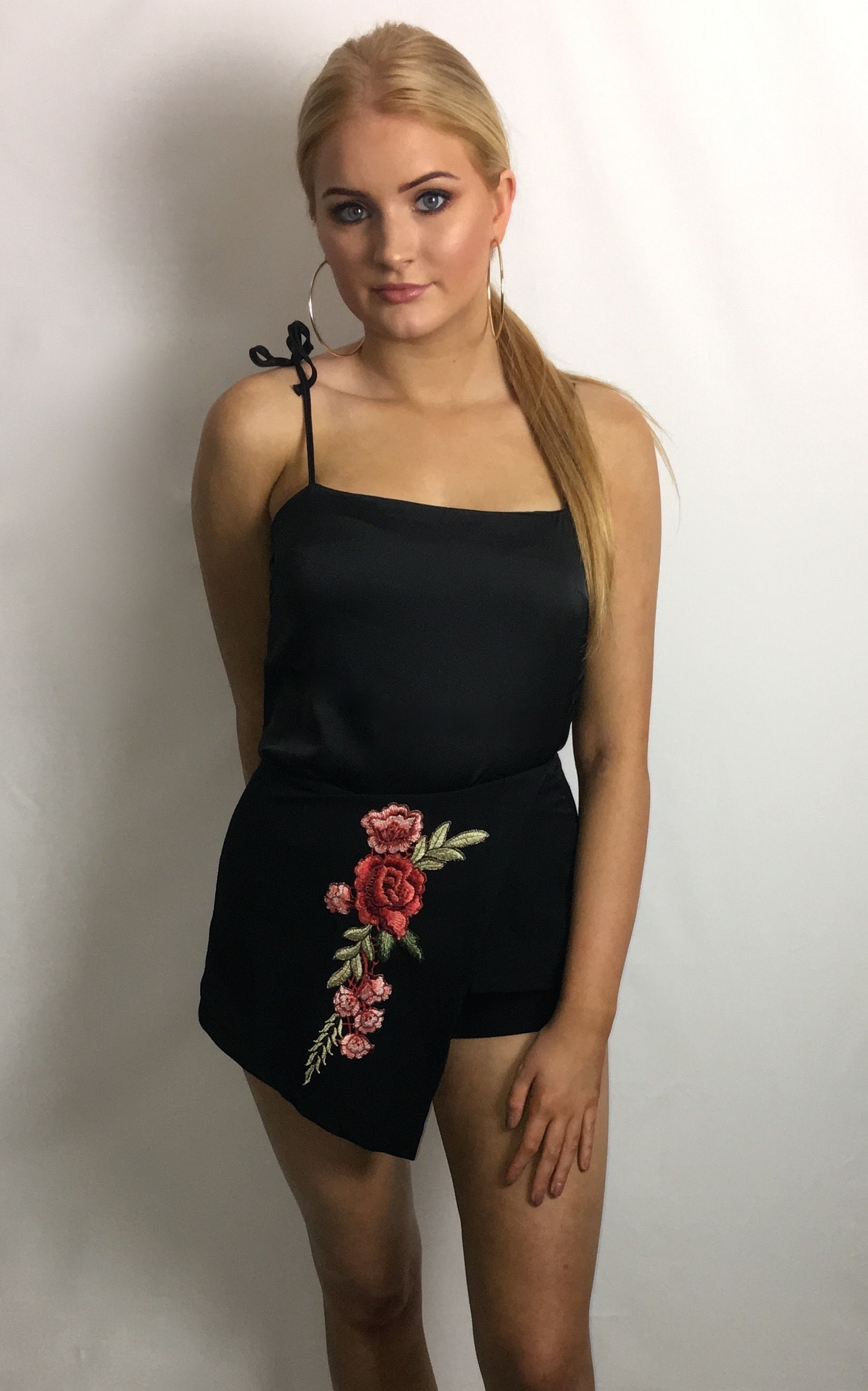 Satin Tie Cami - Black