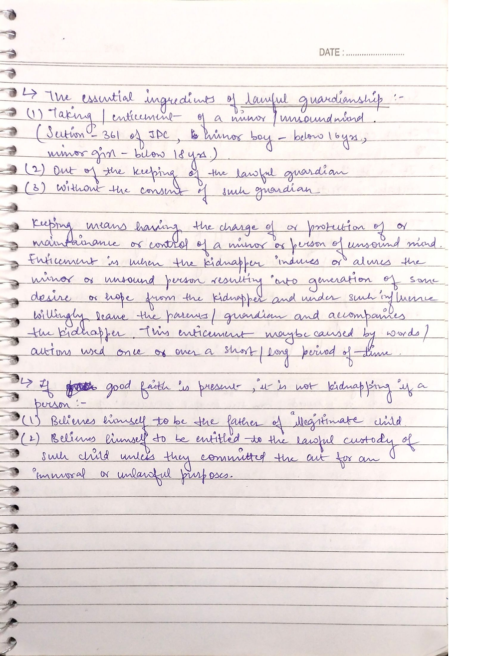Criminal Law Handwritten Notes