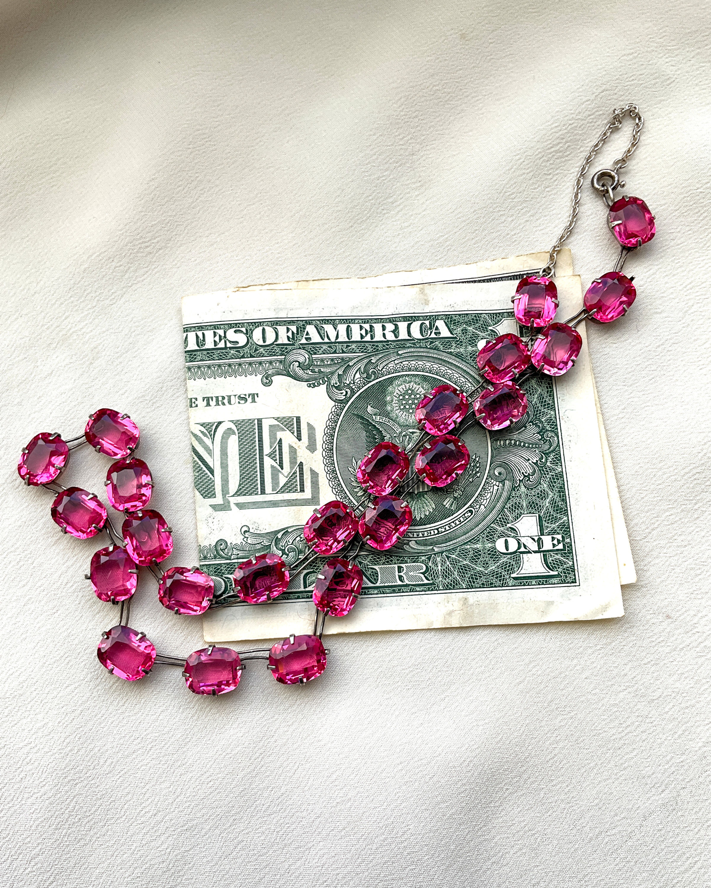 Raspberry Rhapsody. Art Deco Paste Riviere Necklace