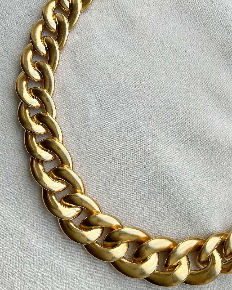 Thumbnail: Bold, weighty double-sided vintage collar necklace, 18K