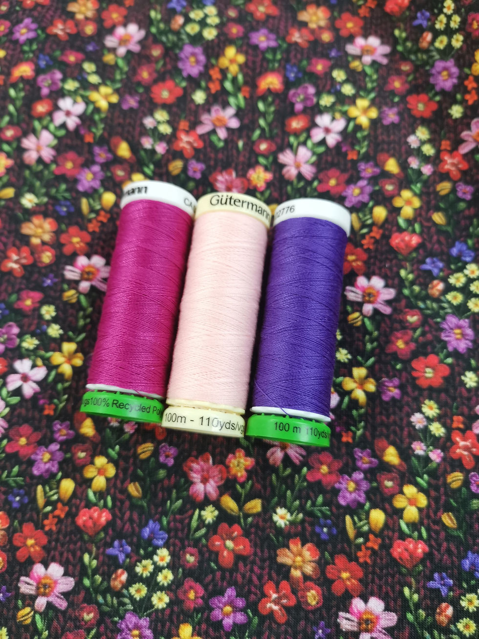 Thumbnail: Cotton Jersey - Digitally Printed - Knit Floral Embroidery Look - Maroon & Multi