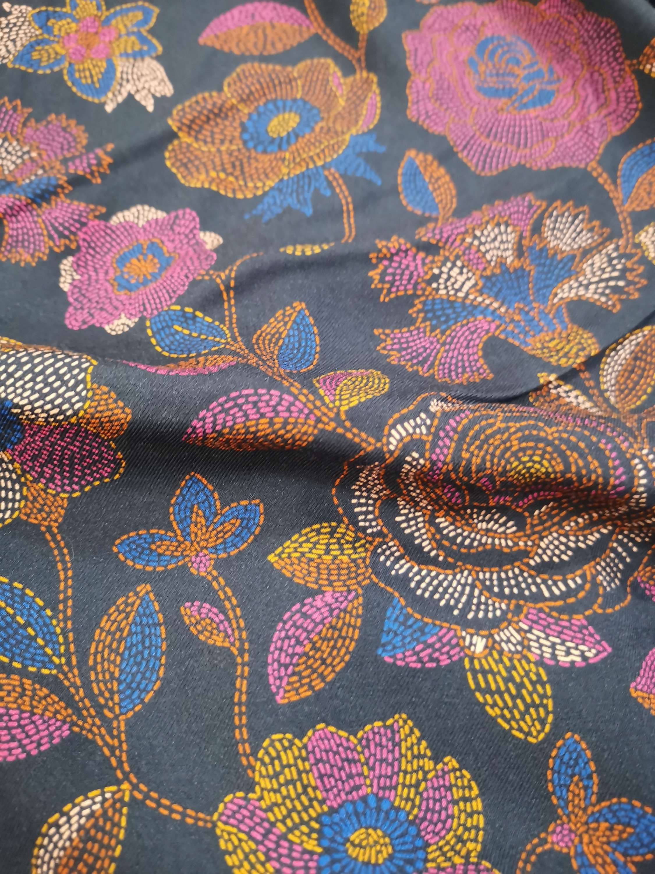 ONLINE ONLY - Remnant - 1.3 Metres My Dress Made Viscose twill Navy Multi