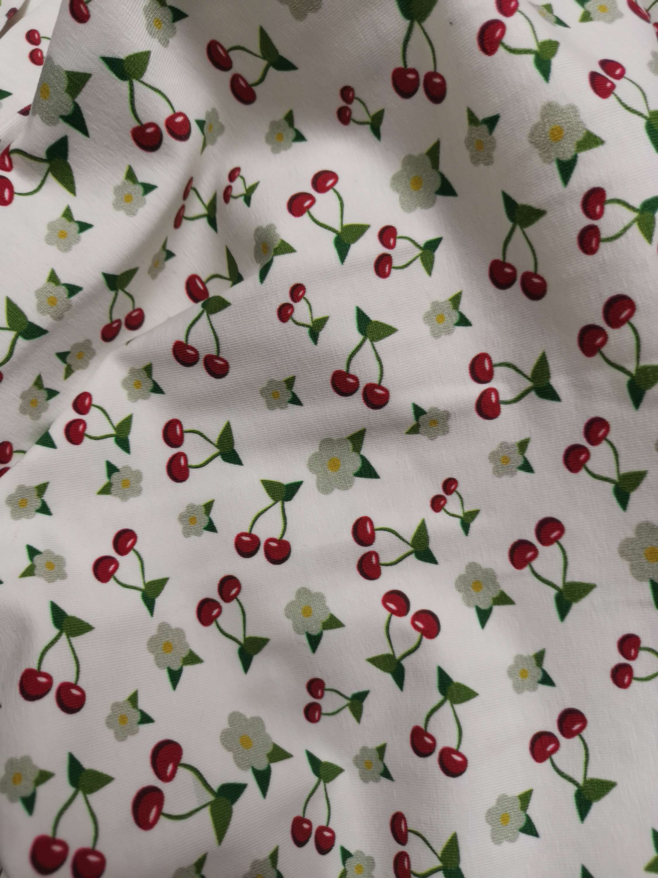 ONLINE ONLY - Remnant - 2 Metres Cotton Jersey Cream Multi