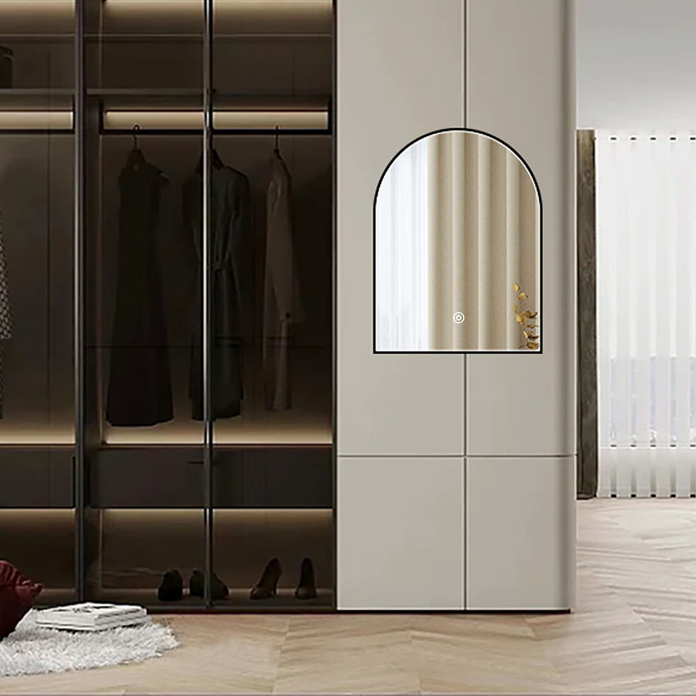 縮圖：Arched aluminum alloy frame LED wall mirror