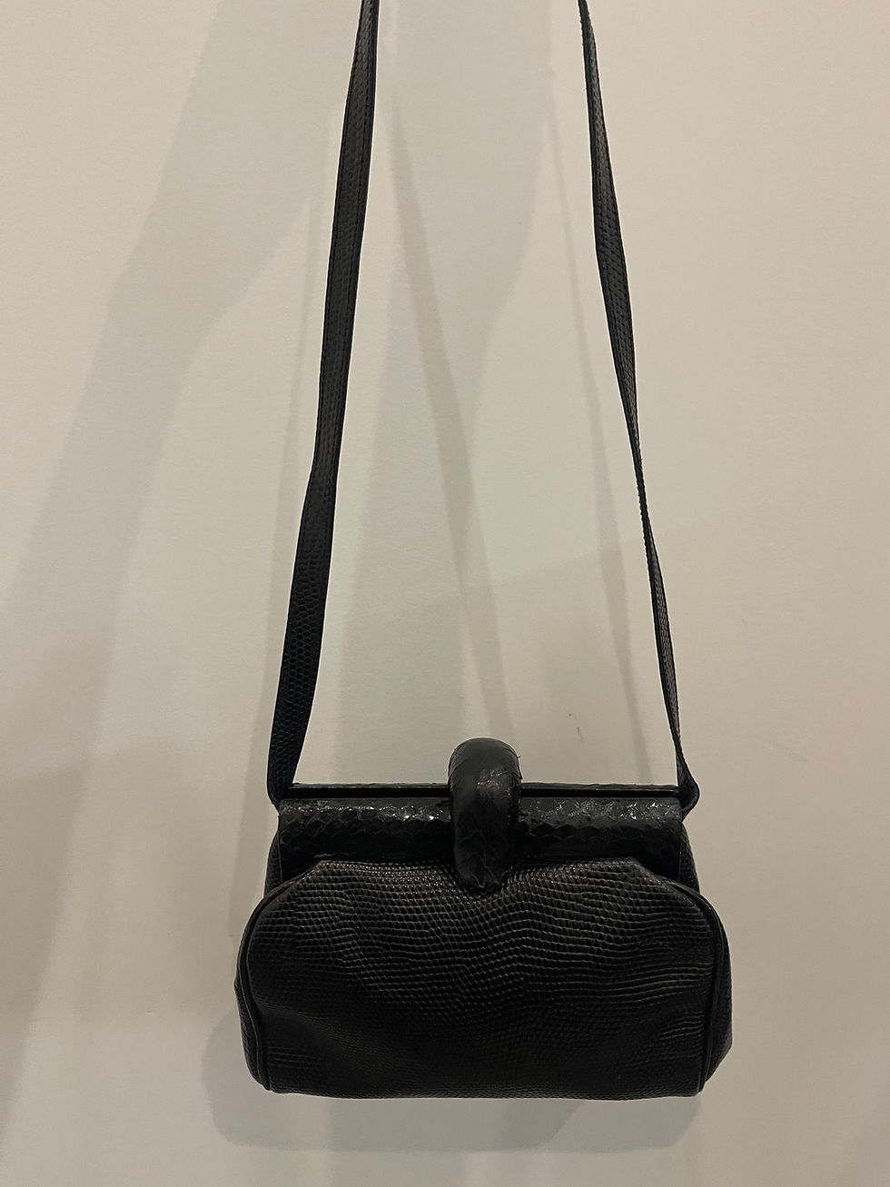 Thumbnail: Prada Black Lizard Snakesin Handbag 