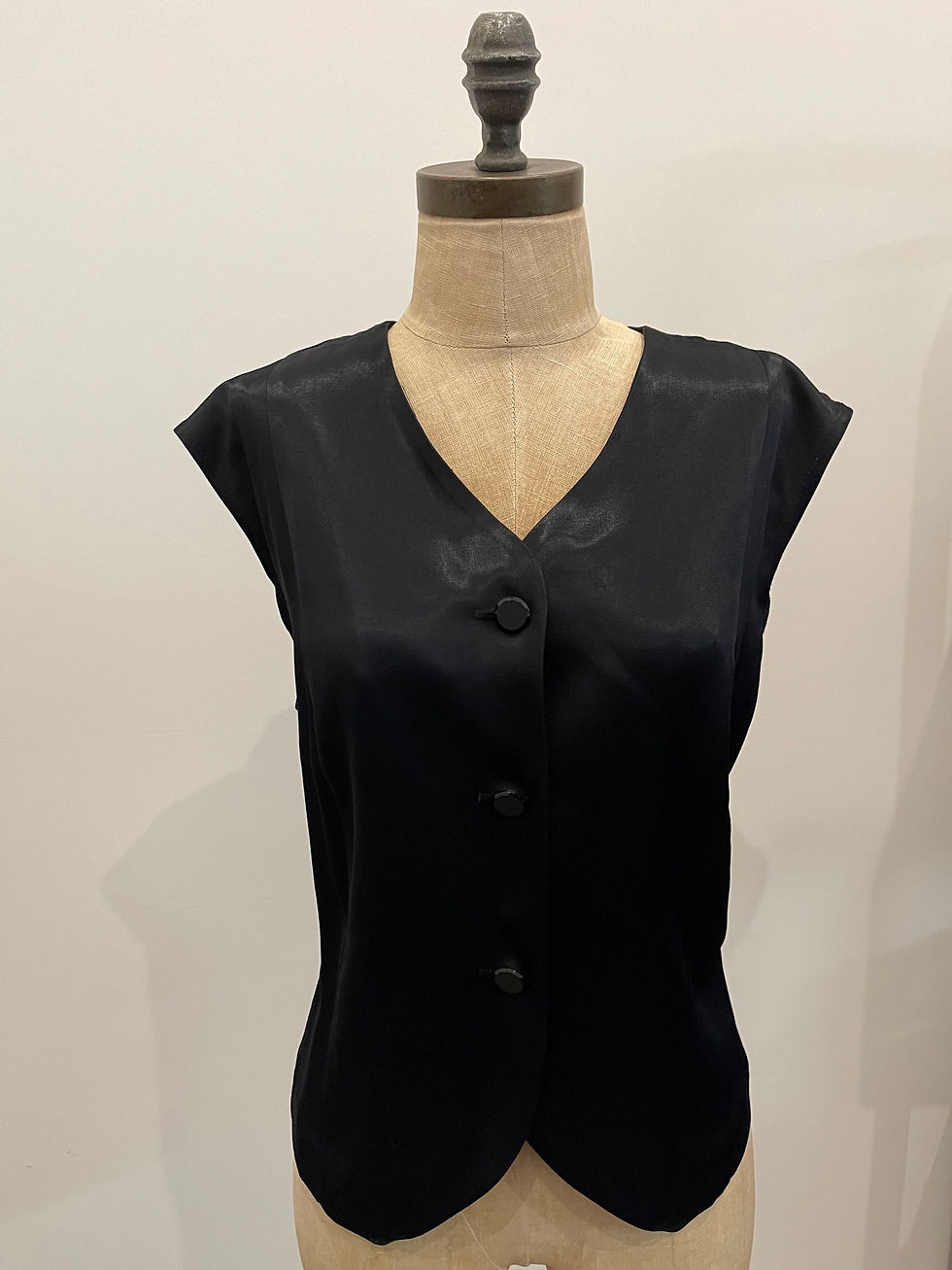 Thumbnail: JCC Black Silk Satin Coat and Vest Set