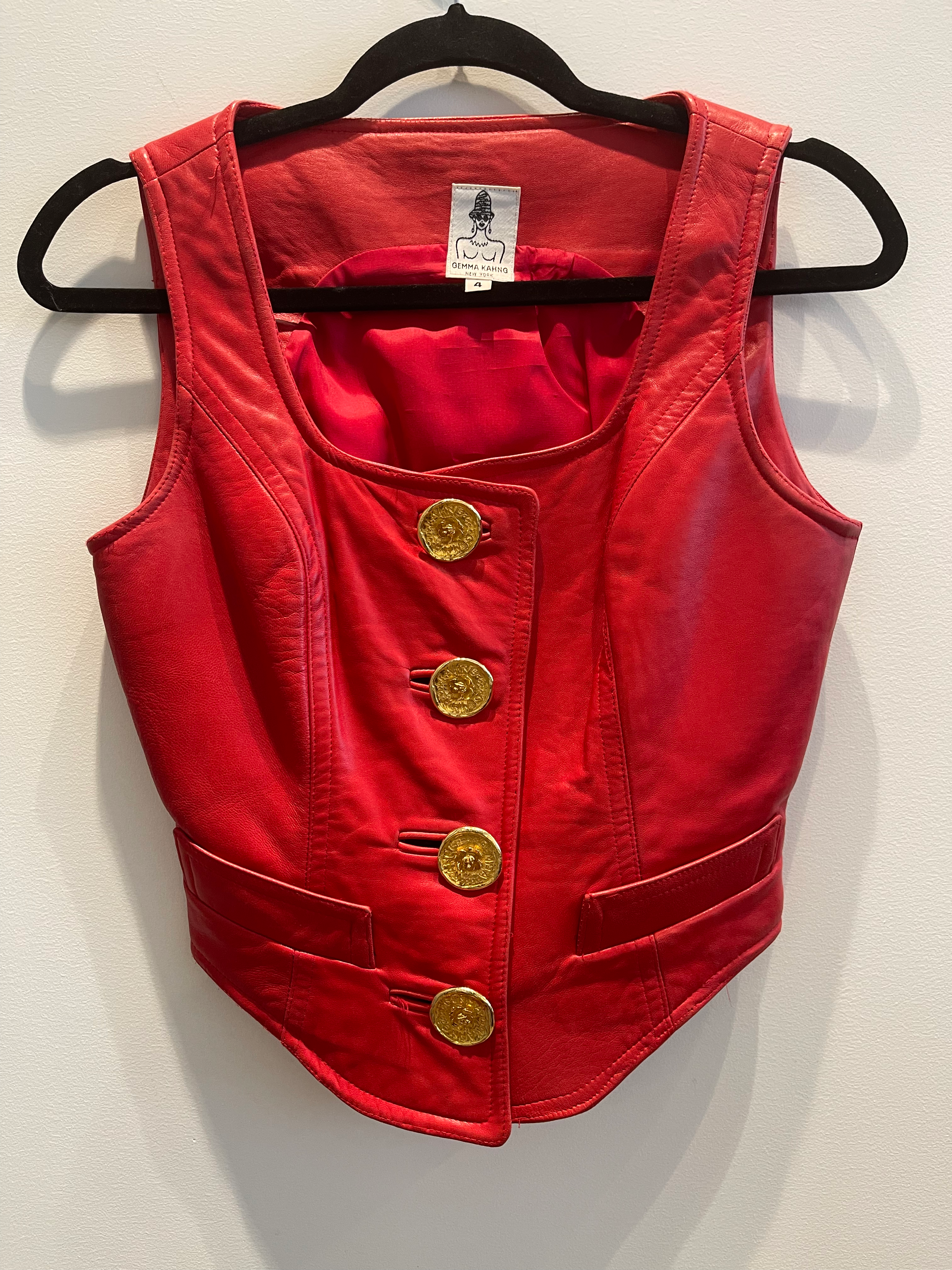 Gemma Kahn Leather and Silk Chiffon Vest