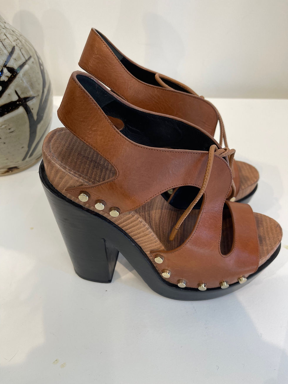 Thumbnail: Balenciaga Leather Platform Sandals 