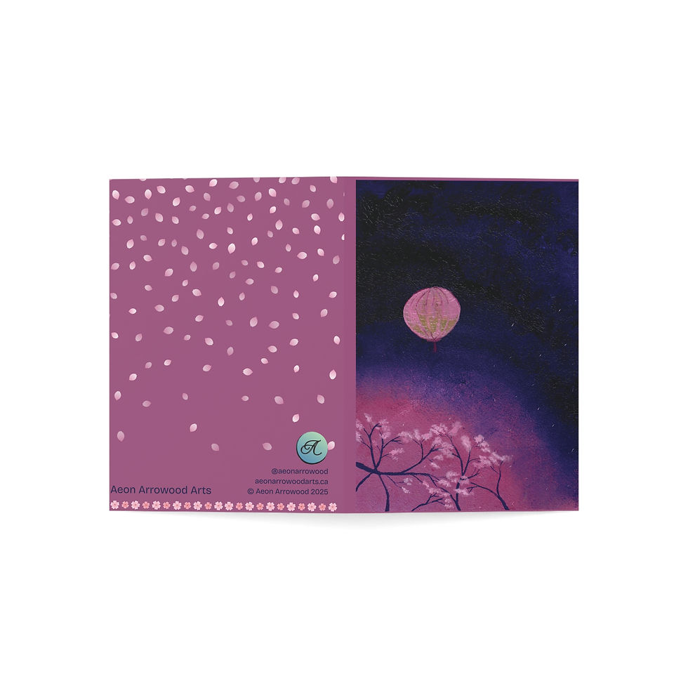 Miniature : Artist Designed Cherry Blossom and Lantern Greeting Card Blank Inside