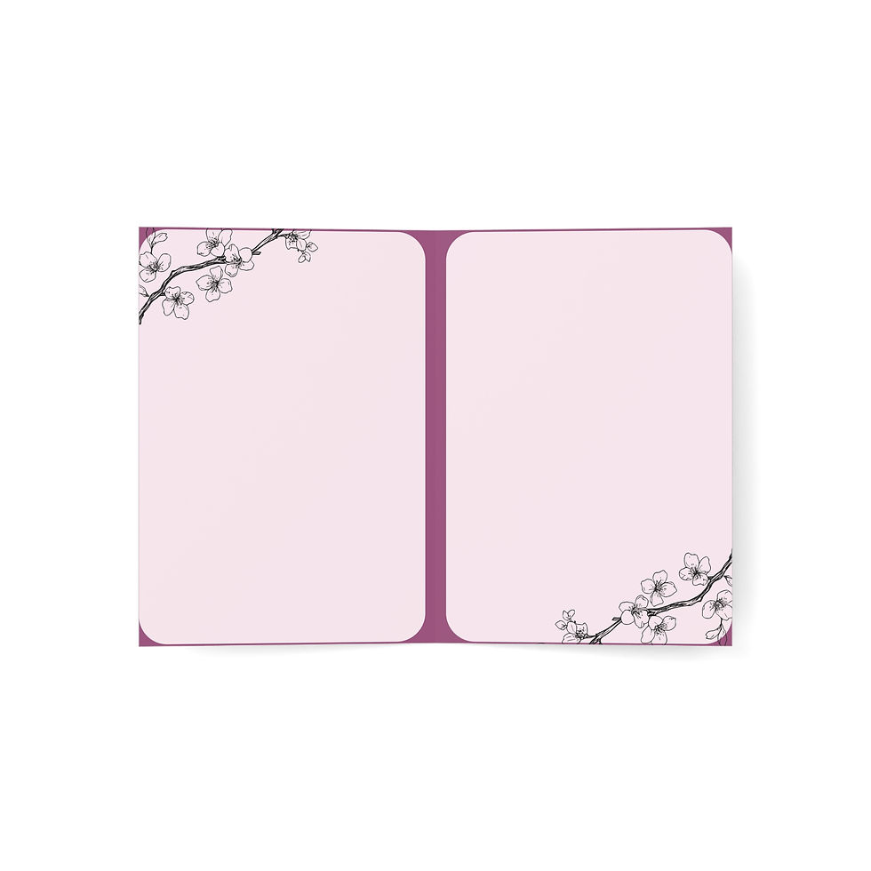 Miniature : Artist Designed Cherry Blossom and Lantern Greeting Card Blank Inside