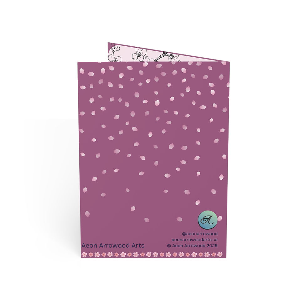 Miniature : Artist Designed Cherry Blossom and Lantern Greeting Card Blank Inside