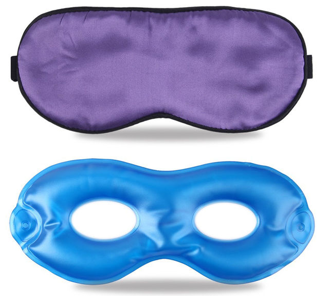 Fitglam Pure Silk Sleep Mask + Reusable Cold / Hot Therapy SPA Gel Eye Mask Set - Improve Sleep, All