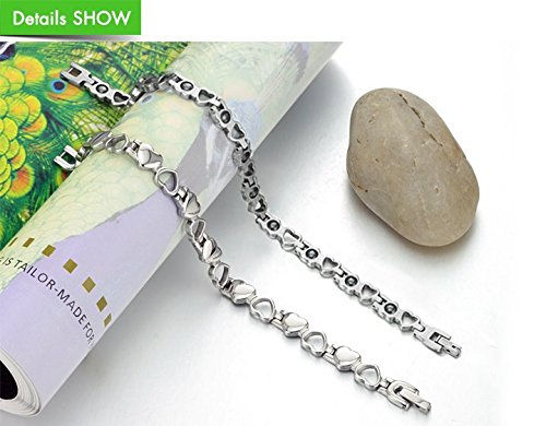 Starista Titanium Women's Magnetic Therapy Bracelet Heart Hollow Germanium Balance Wristband