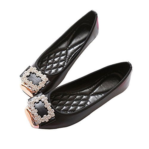 St.Roma Women's Breathable Leather Slip On Crystal Ballet Flats Shoes