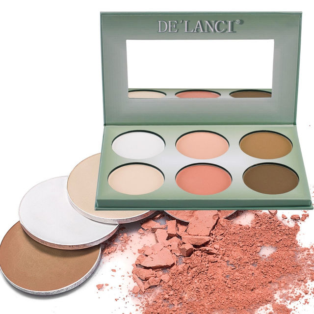 DE'LANCI Professional Portable 6 Color Contour Kit Makeup Palette with Mirror