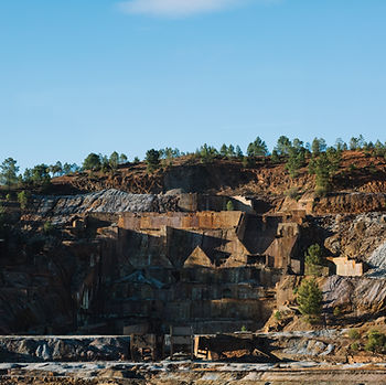 Aerial view of an open-pit mining operation or quarry site