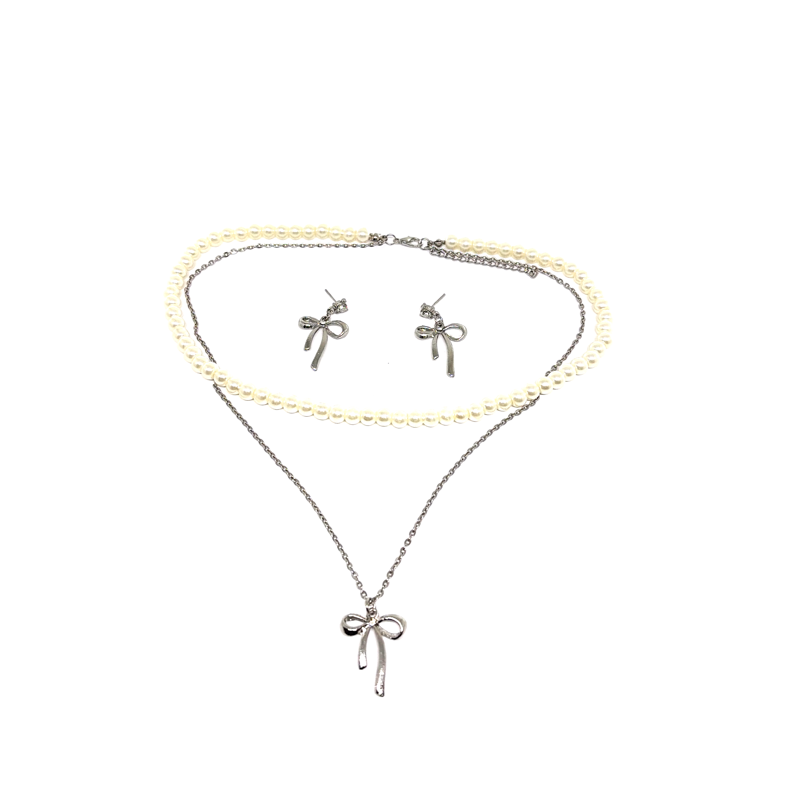 Dual layered bow pearl set