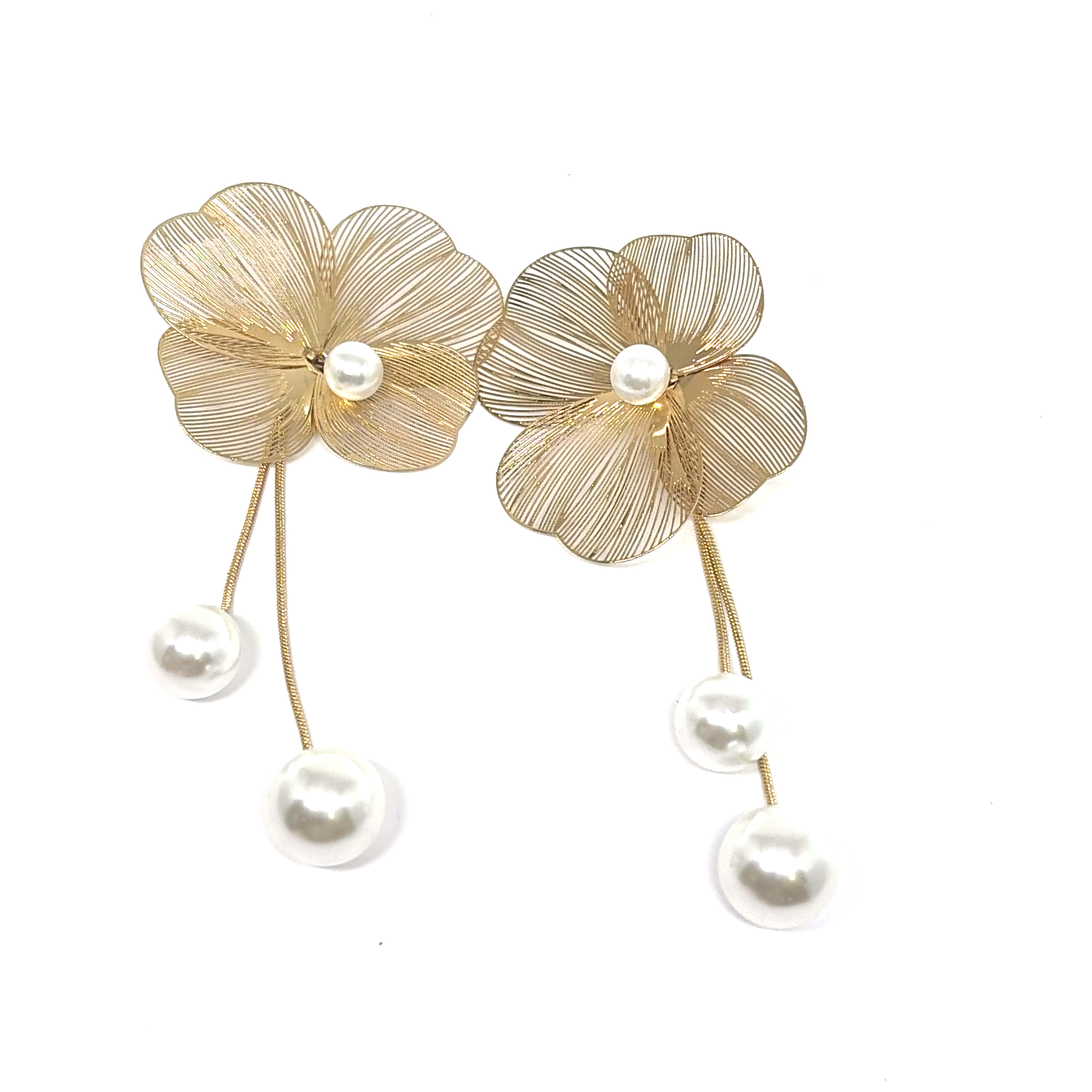 Flower-pearl drop earrings